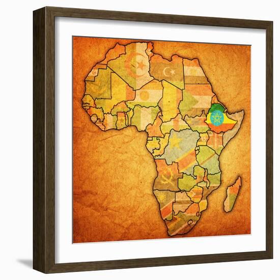 Ethiopia on Actual Map of Africa-michal812-Framed Art Print