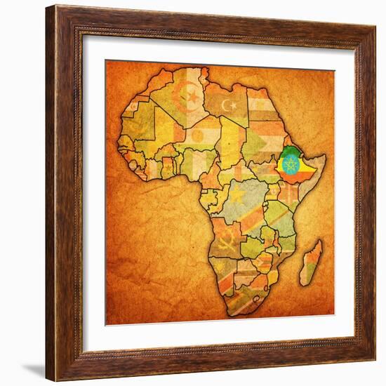 Ethiopia on Actual Map of Africa-michal812-Framed Art Print