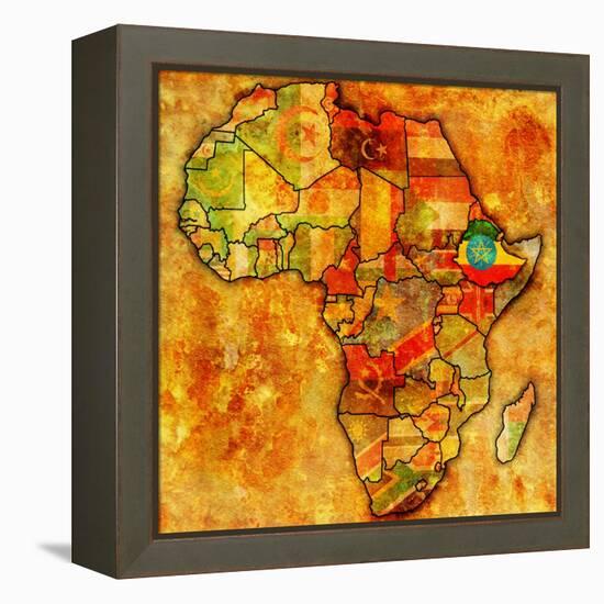 Ethiopia on Actual Map of Africa-michal812-Framed Stretched Canvas