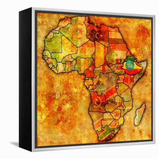 Ethiopia on Actual Map of Africa-michal812-Framed Stretched Canvas