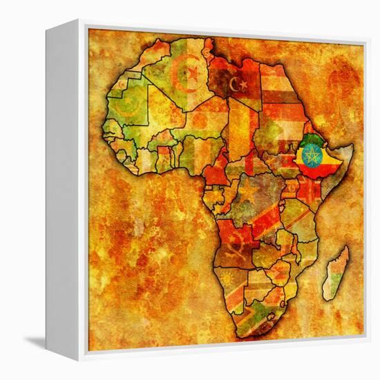 Ethiopia on Actual Map of Africa-michal812-Framed Stretched Canvas