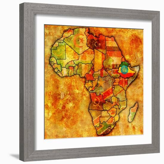 Ethiopia on Actual Map of Africa-michal812-Framed Art Print