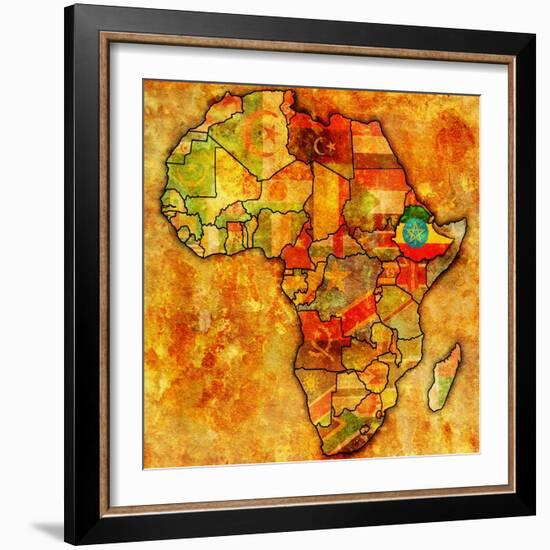 Ethiopia on Actual Map of Africa-michal812-Framed Art Print