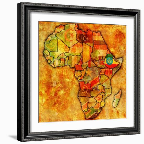 Ethiopia on Actual Map of Africa-michal812-Framed Art Print