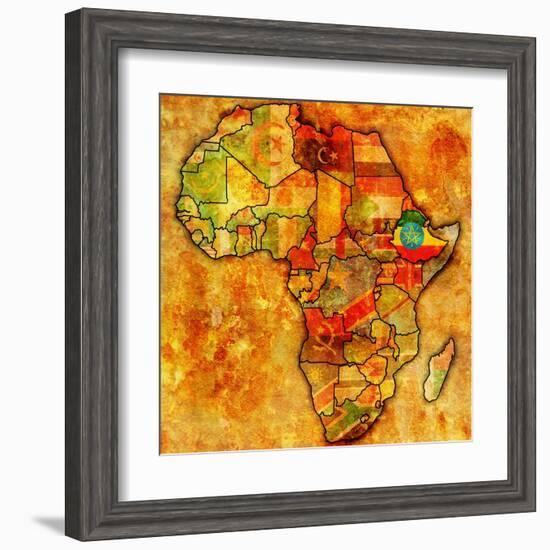 Ethiopia on Actual Map of Africa-michal812-Framed Art Print