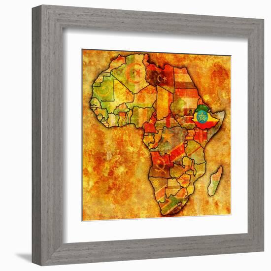 Ethiopia on Actual Map of Africa-michal812-Framed Art Print