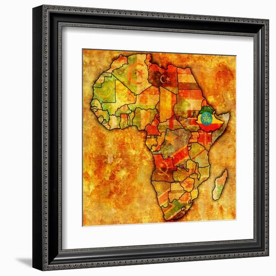 Ethiopia on Actual Map of Africa-michal812-Framed Art Print