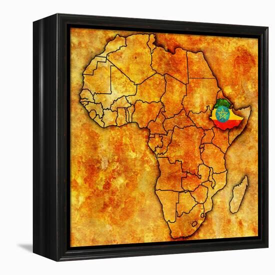 Ethiopia on Actual Map of Africa-michal812-Framed Stretched Canvas