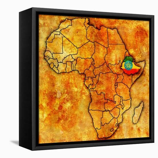 Ethiopia on Actual Map of Africa-michal812-Framed Stretched Canvas