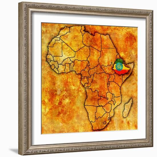 Ethiopia on Actual Map of Africa-michal812-Framed Art Print