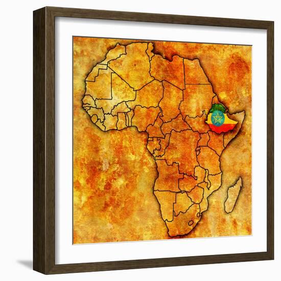 Ethiopia on Actual Map of Africa-michal812-Framed Art Print