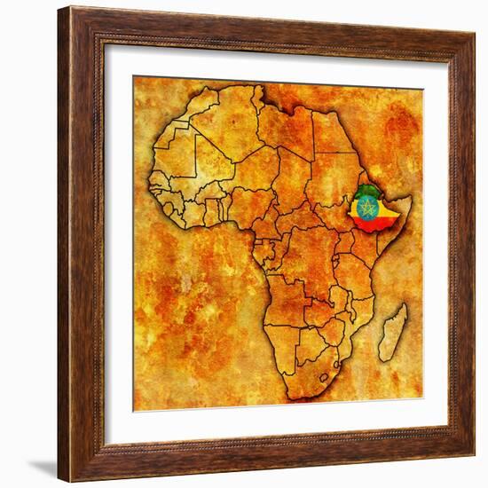 Ethiopia on Actual Map of Africa-michal812-Framed Art Print