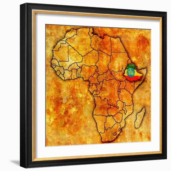 Ethiopia on Actual Map of Africa-michal812-Framed Art Print