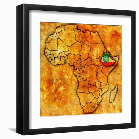 Ethiopia on Actual Map of Africa-michal812-Framed Art Print