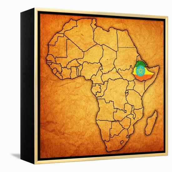 Ethiopia on Actual Map of Africa-michal812-Framed Stretched Canvas