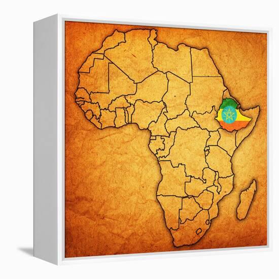 Ethiopia on Actual Map of Africa-michal812-Framed Stretched Canvas