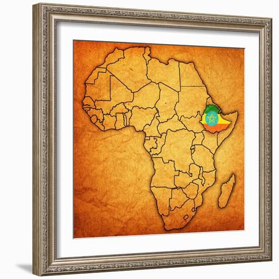 Ethiopia on Actual Map of Africa-michal812-Framed Art Print