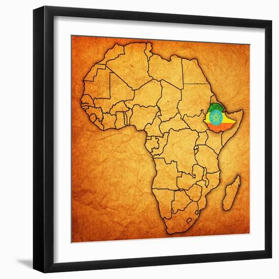 Ethiopia on Actual Map of Africa-michal812-Framed Art Print