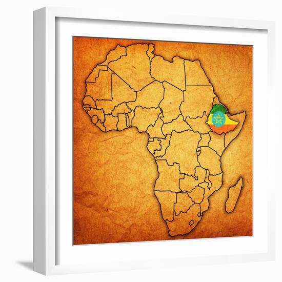 Ethiopia on Actual Map of Africa-michal812-Framed Art Print