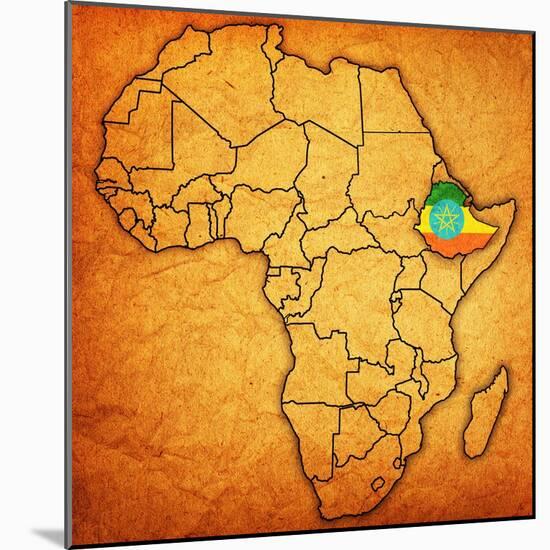 Ethiopia on Actual Map of Africa-michal812-Mounted Art Print