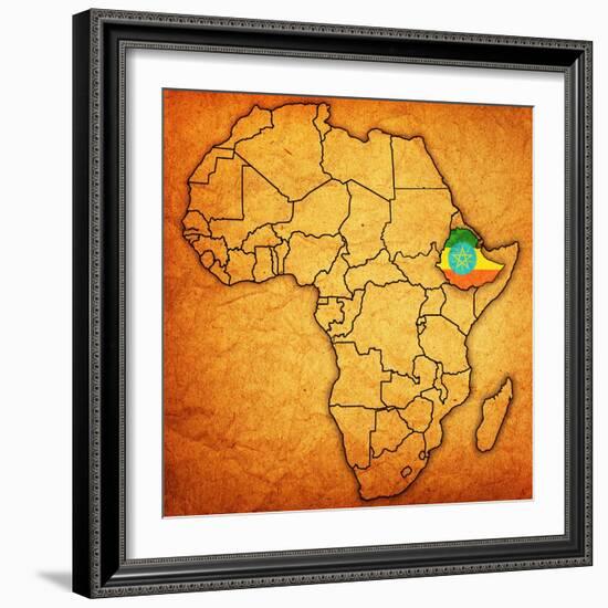 Ethiopia on Actual Map of Africa-michal812-Framed Art Print