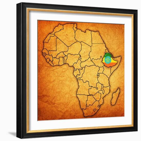 Ethiopia on Actual Map of Africa-michal812-Framed Art Print