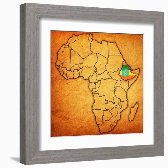 Ethiopia on Actual Map of Africa-michal812-Framed Art Print