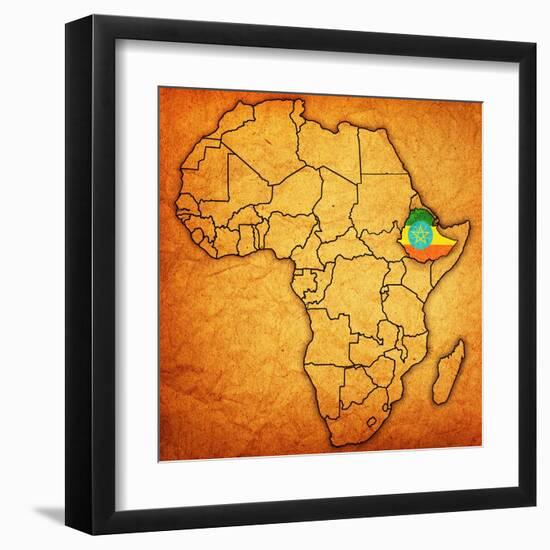 Ethiopia on Actual Map of Africa-michal812-Framed Art Print