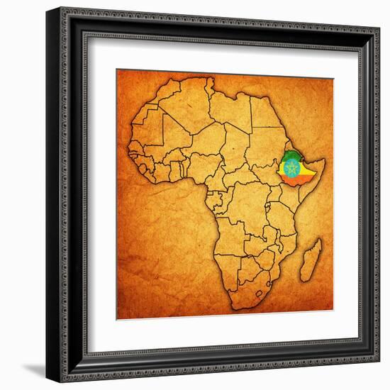 Ethiopia on Actual Map of Africa-michal812-Framed Art Print