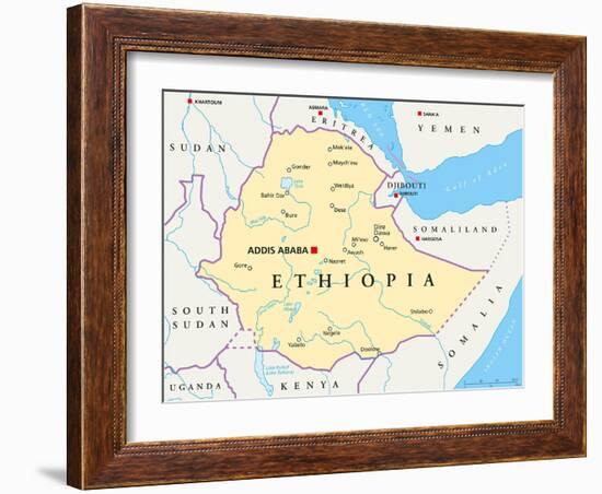 Ethiopia Political Map-Peter Hermes Furian-Framed Art Print