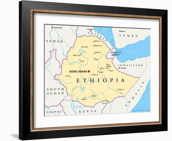 Ethiopia Political Map-Peter Hermes Furian-Framed Art Print