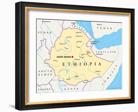 Ethiopia Political Map-Peter Hermes Furian-Framed Art Print