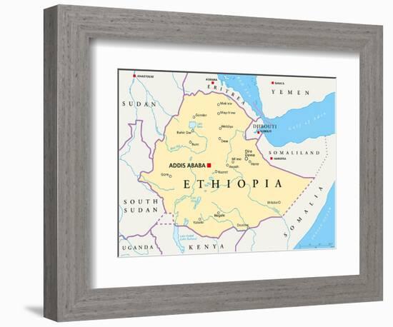 Ethiopia Political Map-Peter Hermes Furian-Framed Art Print