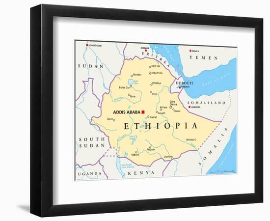 Ethiopia Political Map-Peter Hermes Furian-Framed Art Print