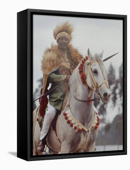 Ethiopian Horseman During British Queen Elizabeth II's Visit-John Loengard-Framed Premier Image Canvas