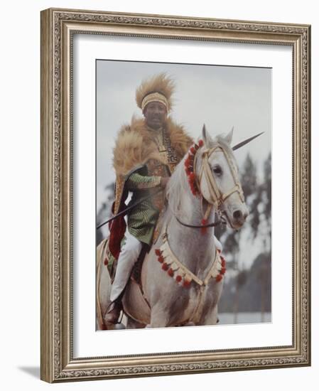 Ethiopian Horseman During British Queen Elizabeth II's Visit-John Loengard-Framed Photographic Print