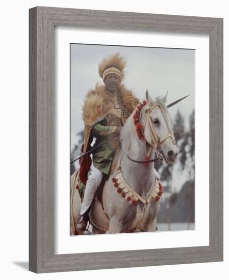 Ethiopian Horseman During British Queen Elizabeth II's Visit-John Loengard-Framed Photographic Print