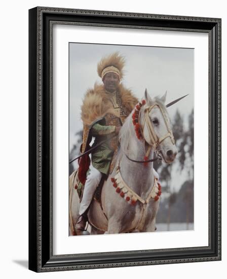 Ethiopian Horseman During British Queen Elizabeth II's Visit-John Loengard-Framed Photographic Print