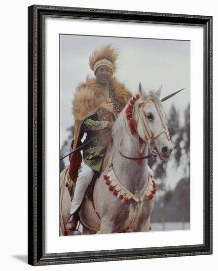 Ethiopian Horseman During British Queen Elizabeth II's Visit-John Loengard-Framed Photographic Print