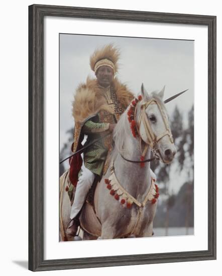 Ethiopian Horseman During British Queen Elizabeth II's Visit-John Loengard-Framed Photographic Print