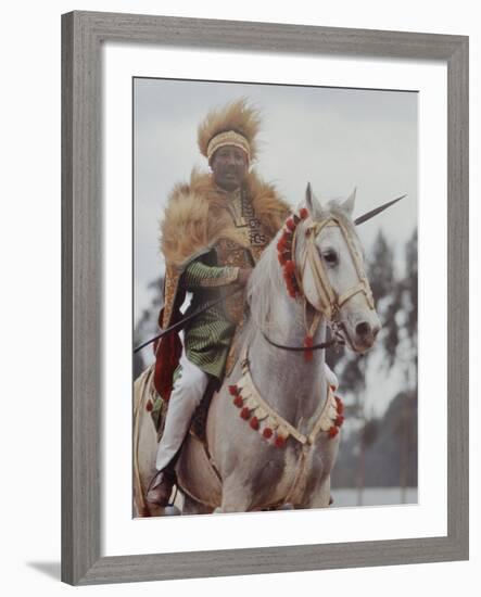 Ethiopian Horseman During British Queen Elizabeth II's Visit-John Loengard-Framed Photographic Print