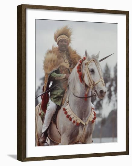 Ethiopian Horseman During British Queen Elizabeth II's Visit-John Loengard-Framed Photographic Print