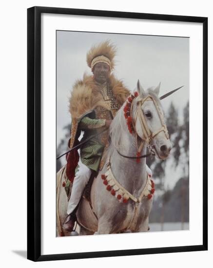 Ethiopian Horseman During British Queen Elizabeth II's Visit-John Loengard-Framed Photographic Print