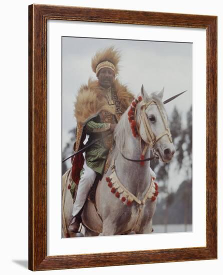 Ethiopian Horseman During British Queen Elizabeth II's Visit-John Loengard-Framed Photographic Print