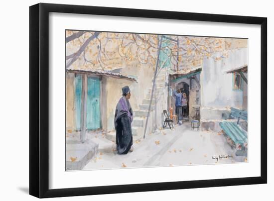 Ethiopians on the Church of the Holy Sepulchre, Jerusalem, 2019 (W/C on Paper)-Lucy Willis-Framed Giclee Print