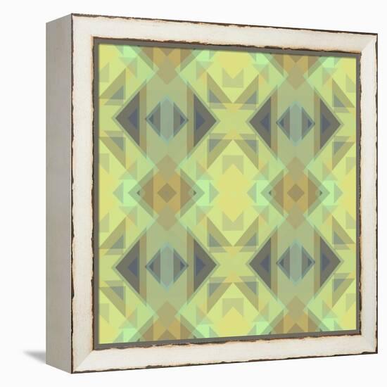 Ethnic Pattern Lemon Yellow-Cora Niele-Framed Stretched Canvas