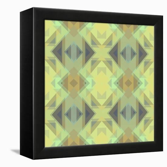 Ethnic Pattern Lemon Yellow-Cora Niele-Framed Stretched Canvas