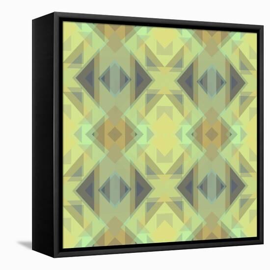 Ethnic Pattern Lemon Yellow-Cora Niele-Framed Stretched Canvas