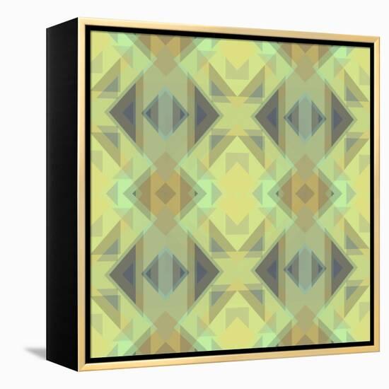 Ethnic Pattern Lemon Yellow-Cora Niele-Framed Stretched Canvas