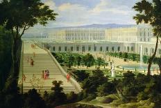 Vue de l'Orangerie, des parterres et du château de Versailles prises des hauteurs de Satory-Etienne Allegrain-Giclee Print